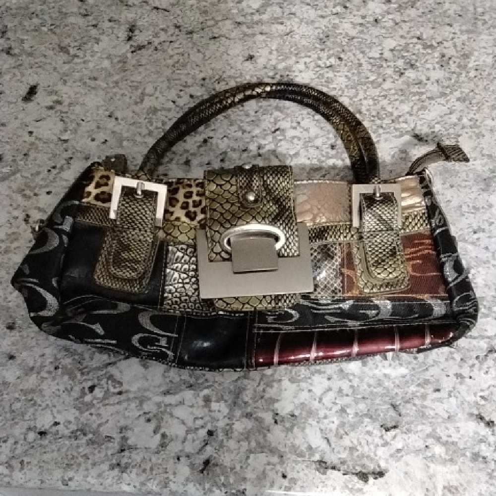 Chic Patchwork Shoulder Bag - Black, Brown, Tan